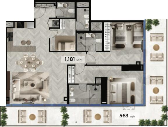 Floor plan — 2 BR