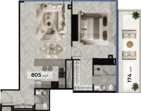 Floor plan — 1 BR