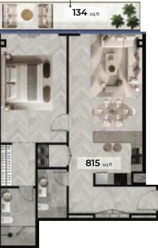 Floor plan — 1 BR