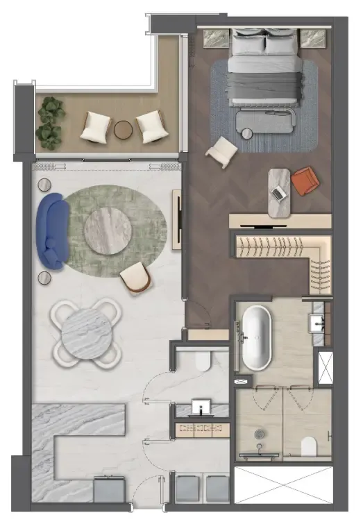 Floor plan — 1 BR