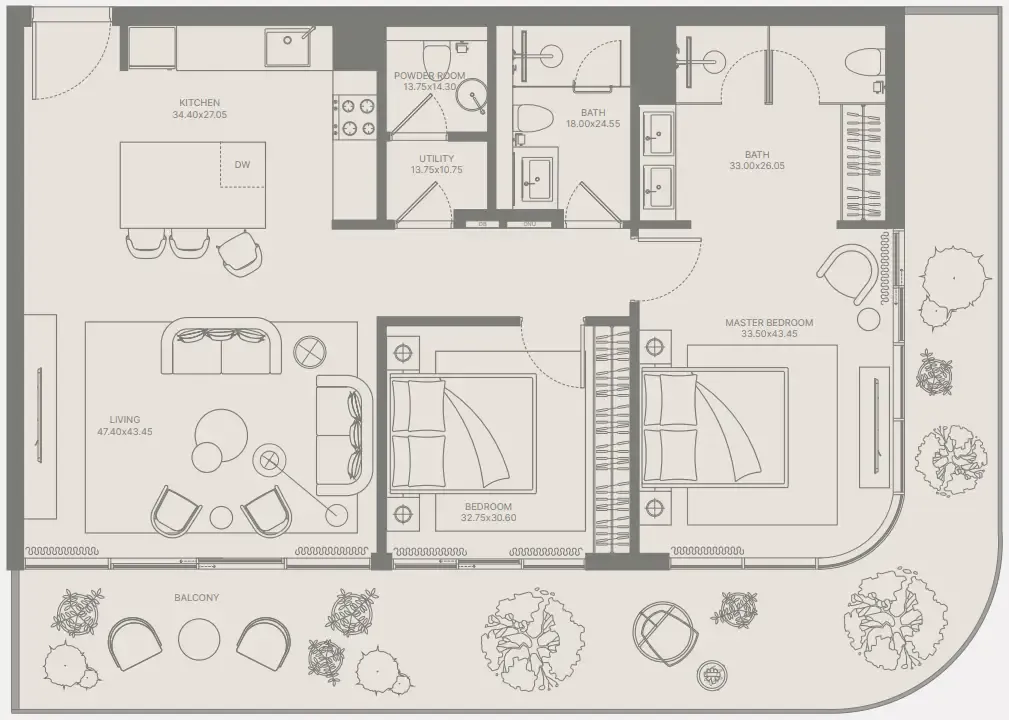 Floor plan — 2 BR