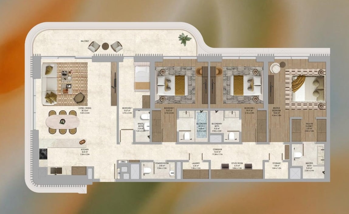 Floor plan — 3 BR