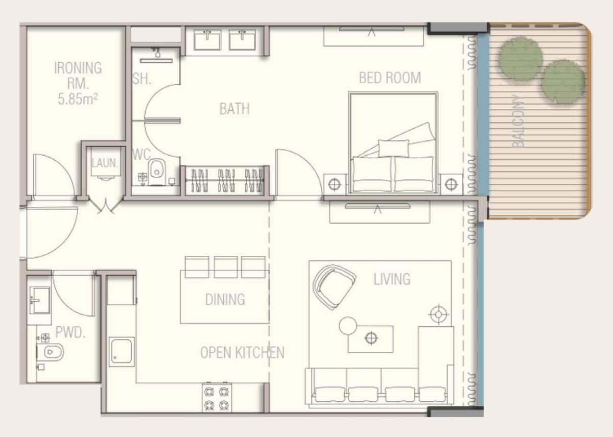 Floor plan — 1 BR