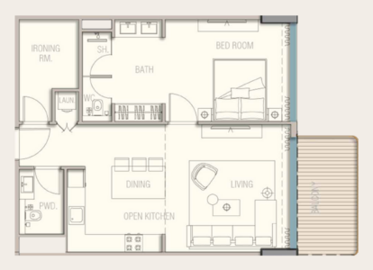 Floor plan — 1 BR