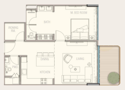 Floor plan — 1 BR