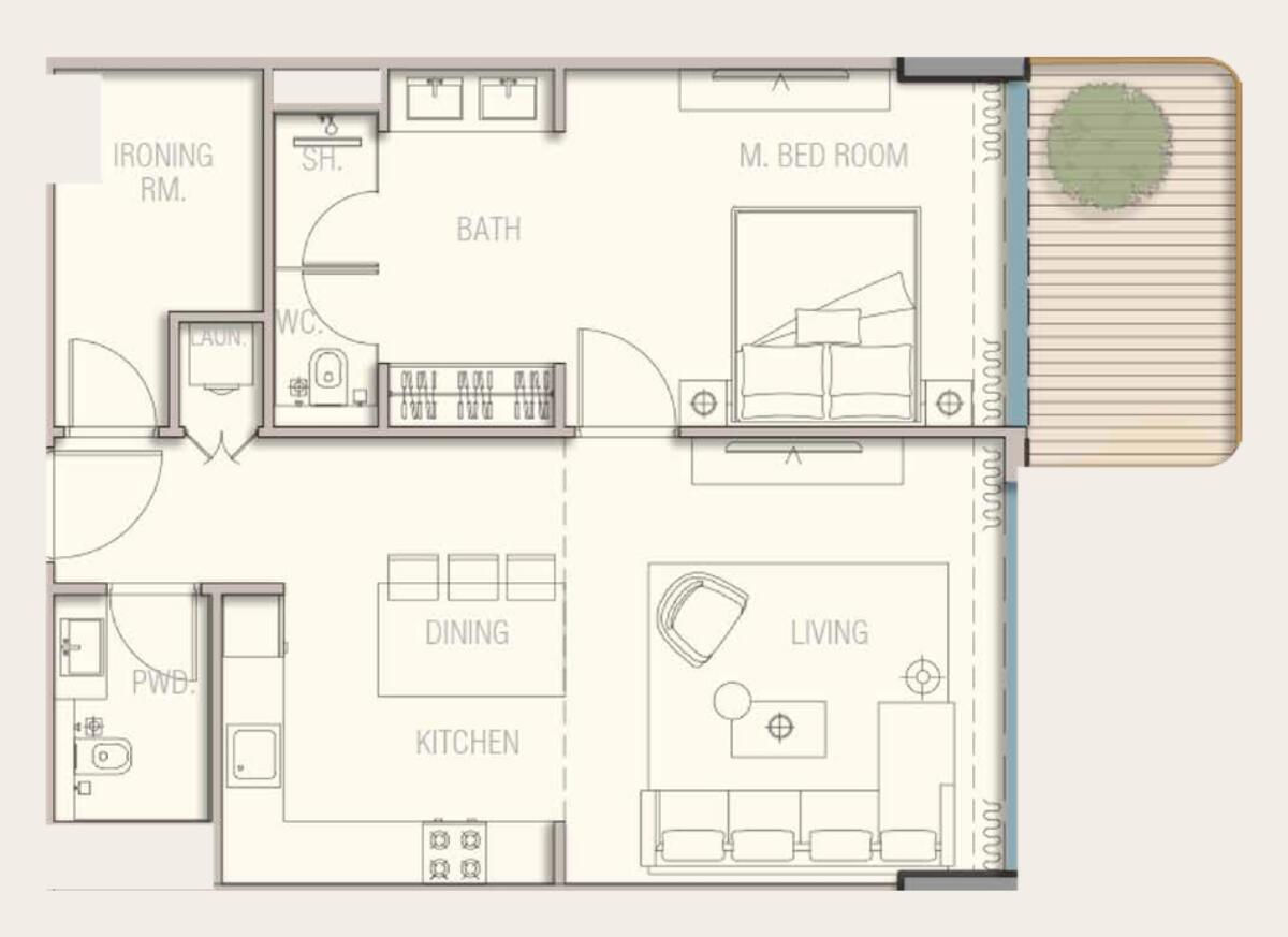 Floor plan — 1 BR