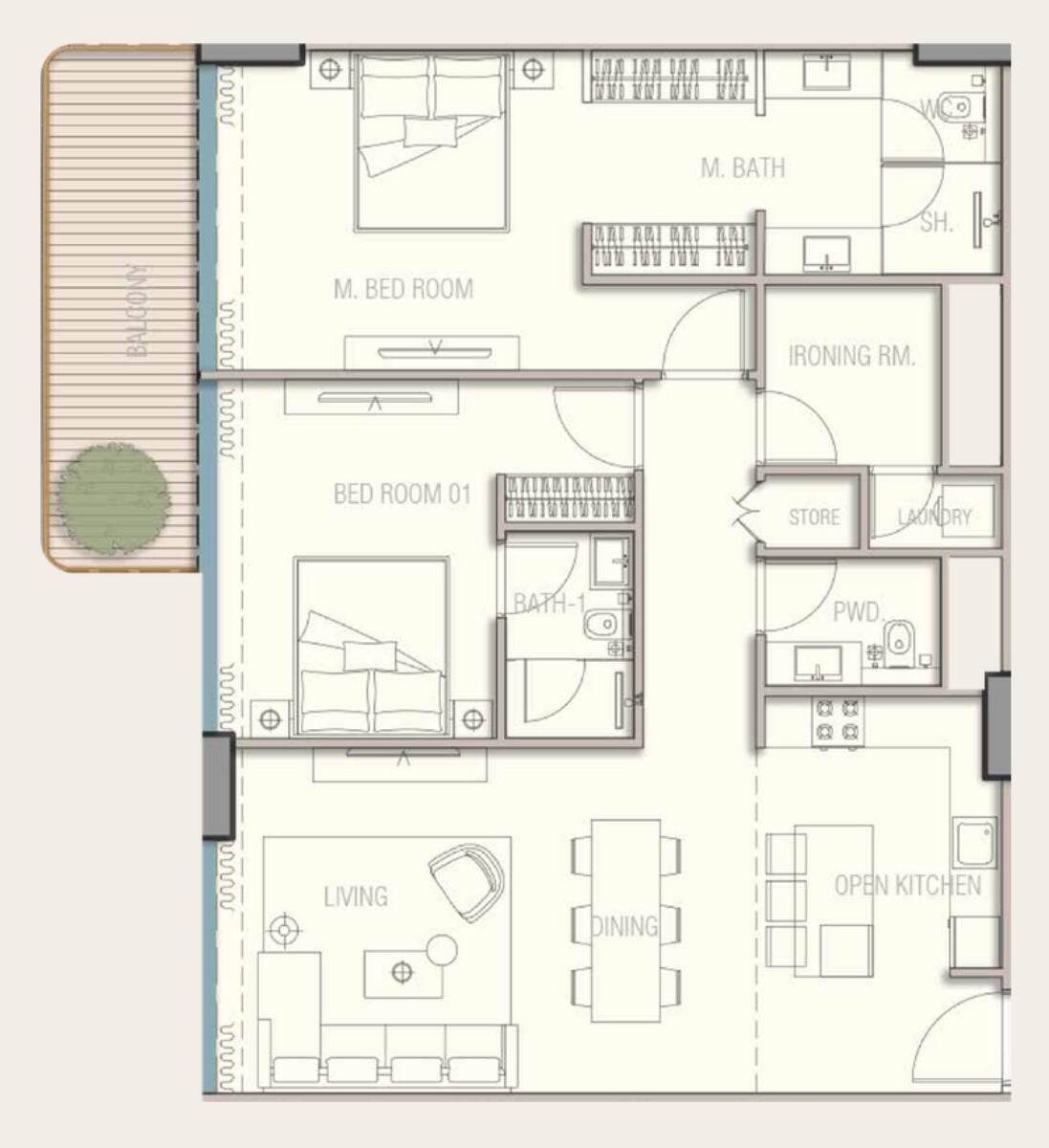 Floor plan — 2 BR