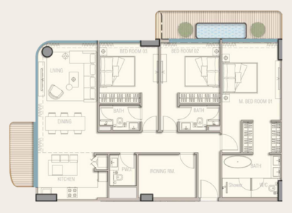 Floor plan — 3 BR