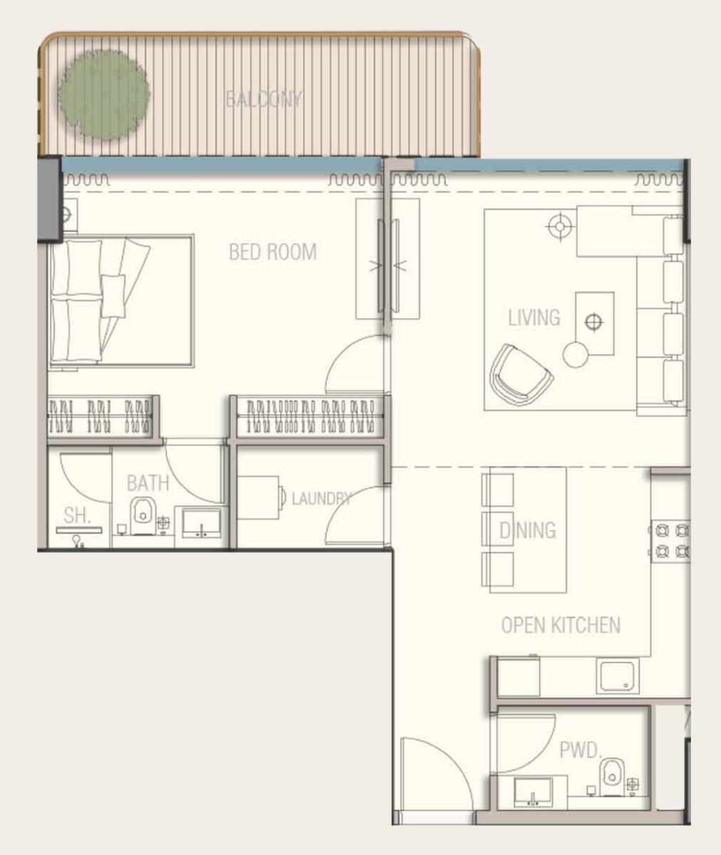 Floor plan — 1 BR