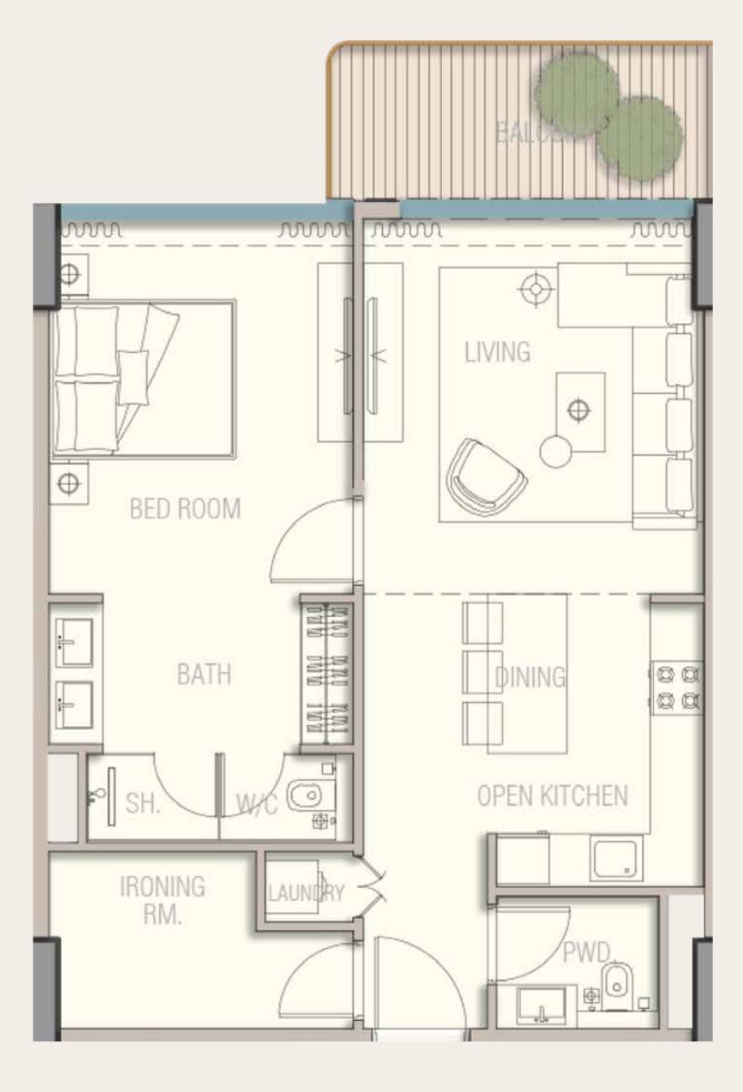 Floor plan — 1 BR