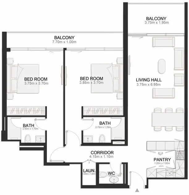 Floor plan — 2 BR