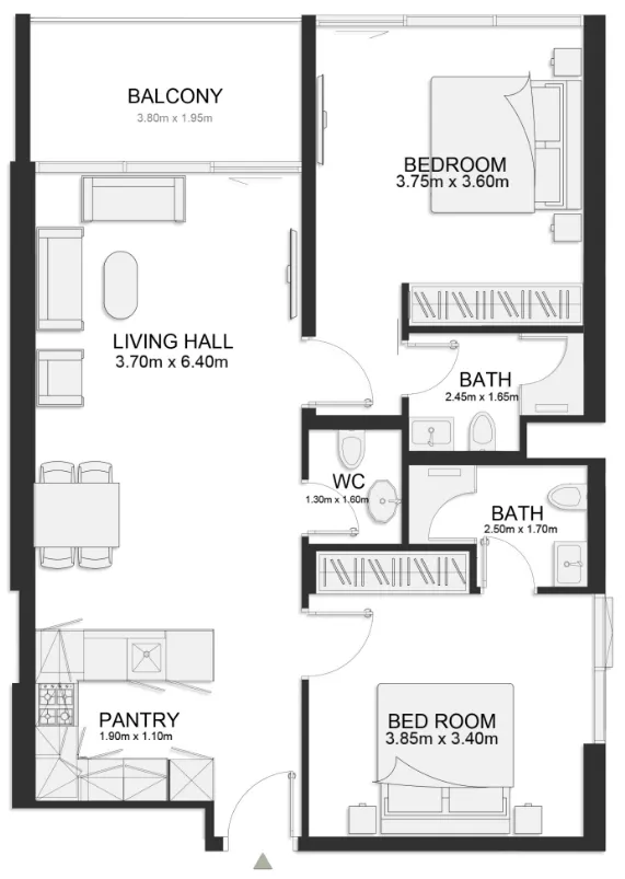 Floor plan — 2 BR