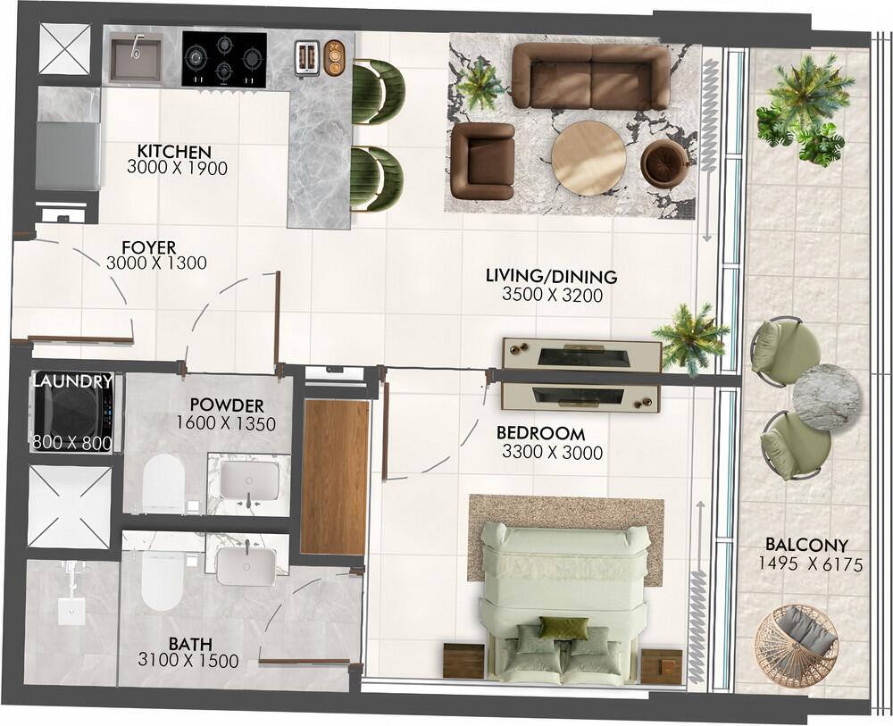 Floor plan — 1 BR