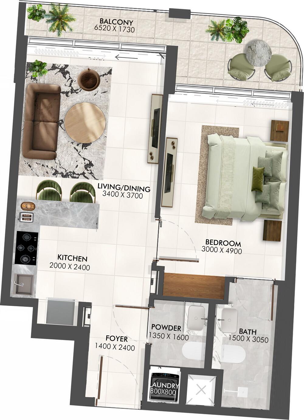 Floor plan — 1 BR