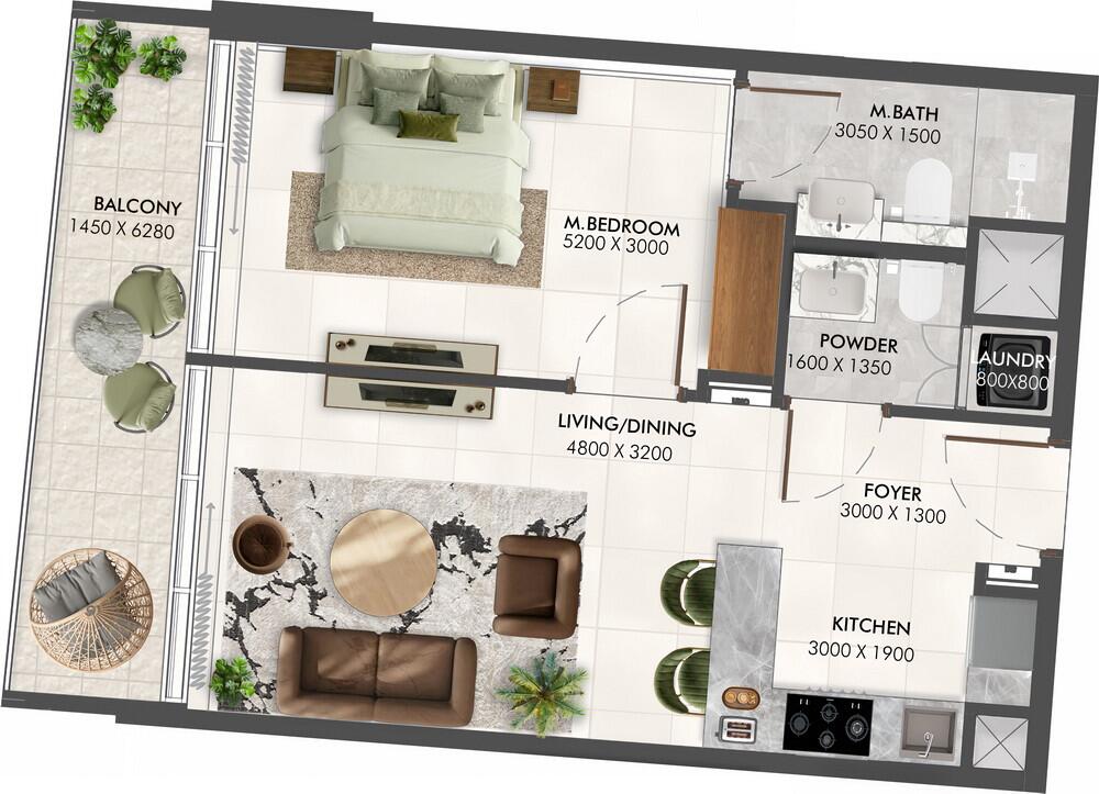 Floor plan — 1 BR