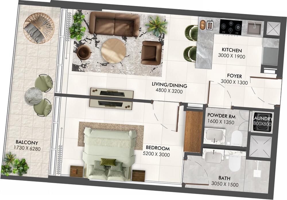 Floor plan — 1 BR