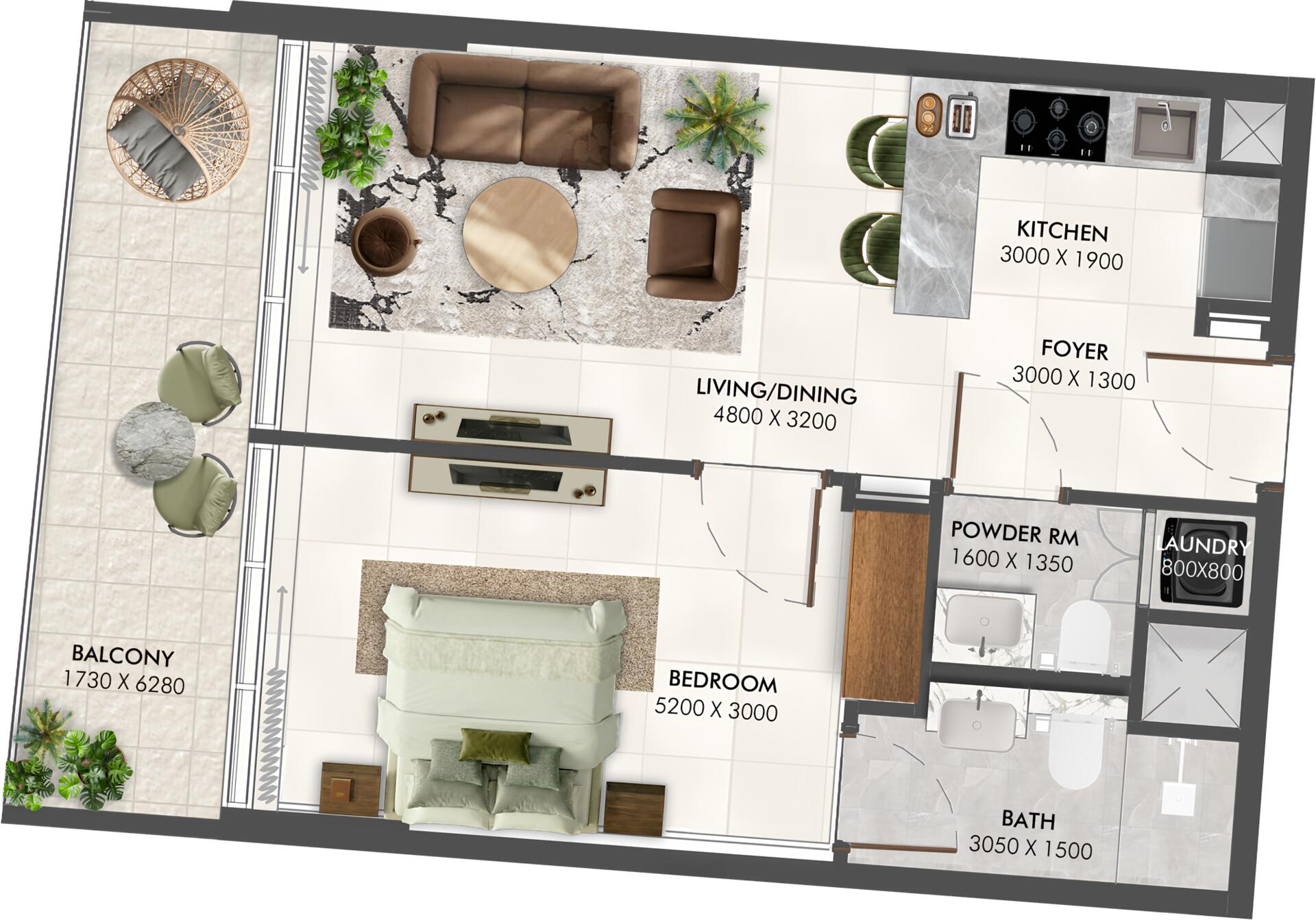 Floor plan — 1 BR