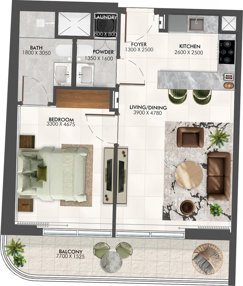 Floor plan — 1 BR