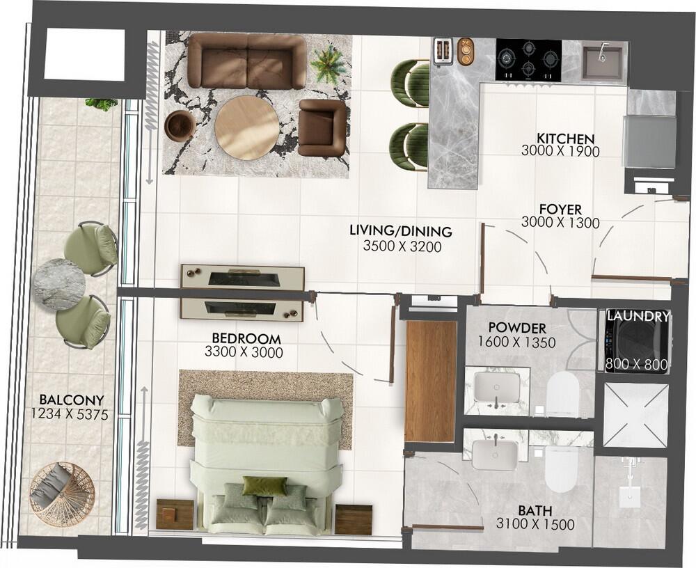 Floor plan — 1 BR