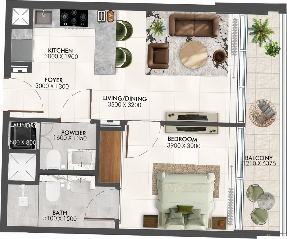 Floor plan — 1 BR