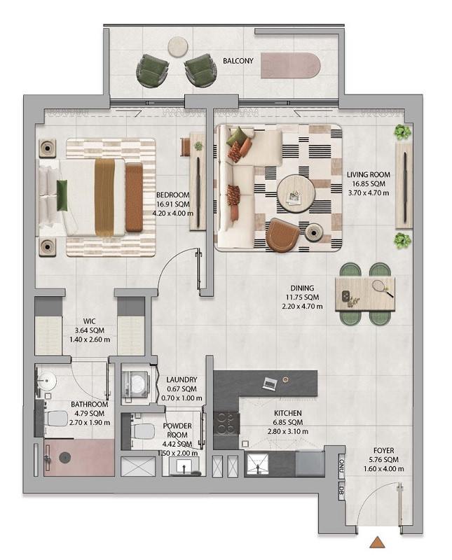 Floor plan — 1 BR