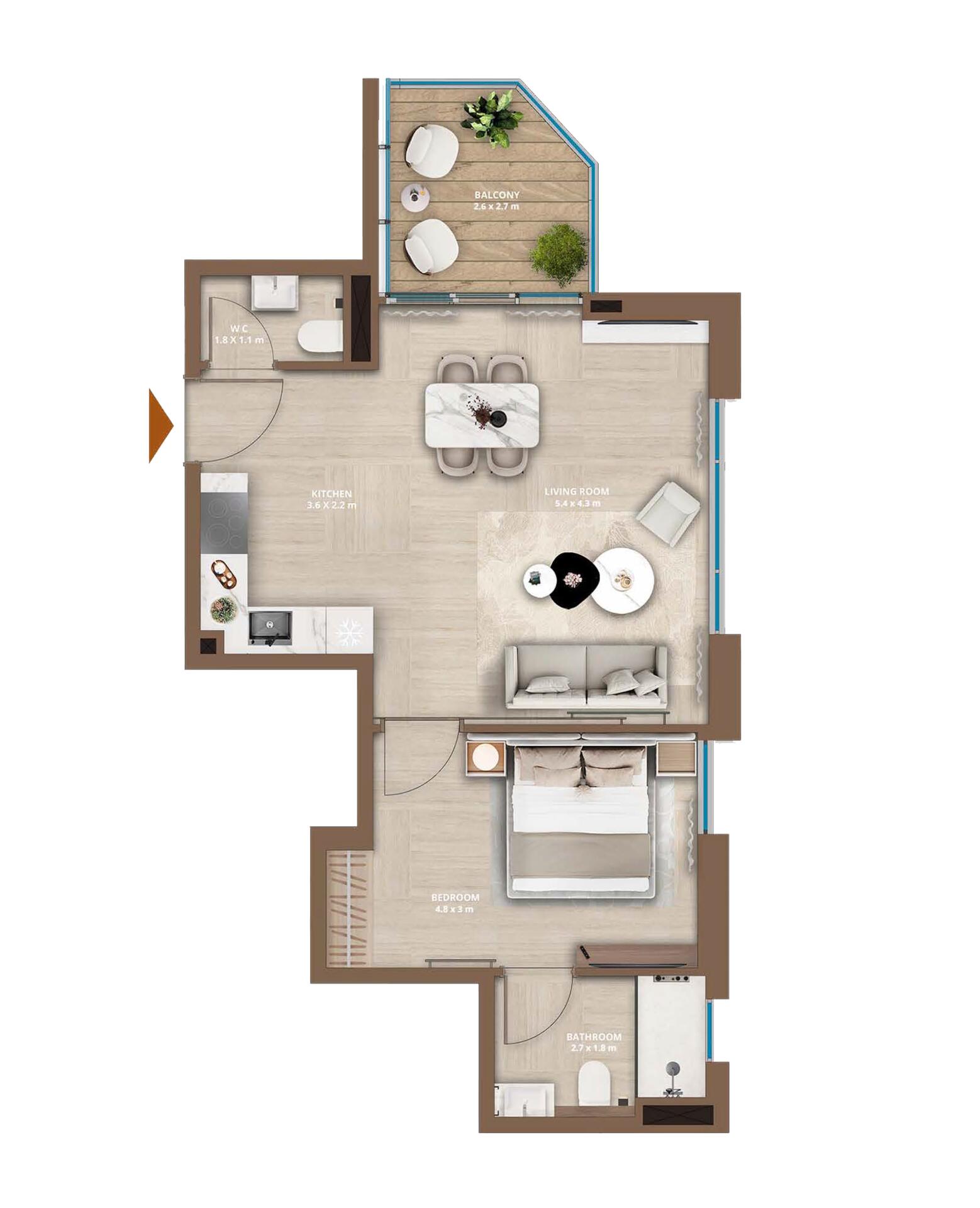 Floor plan — 1 BR