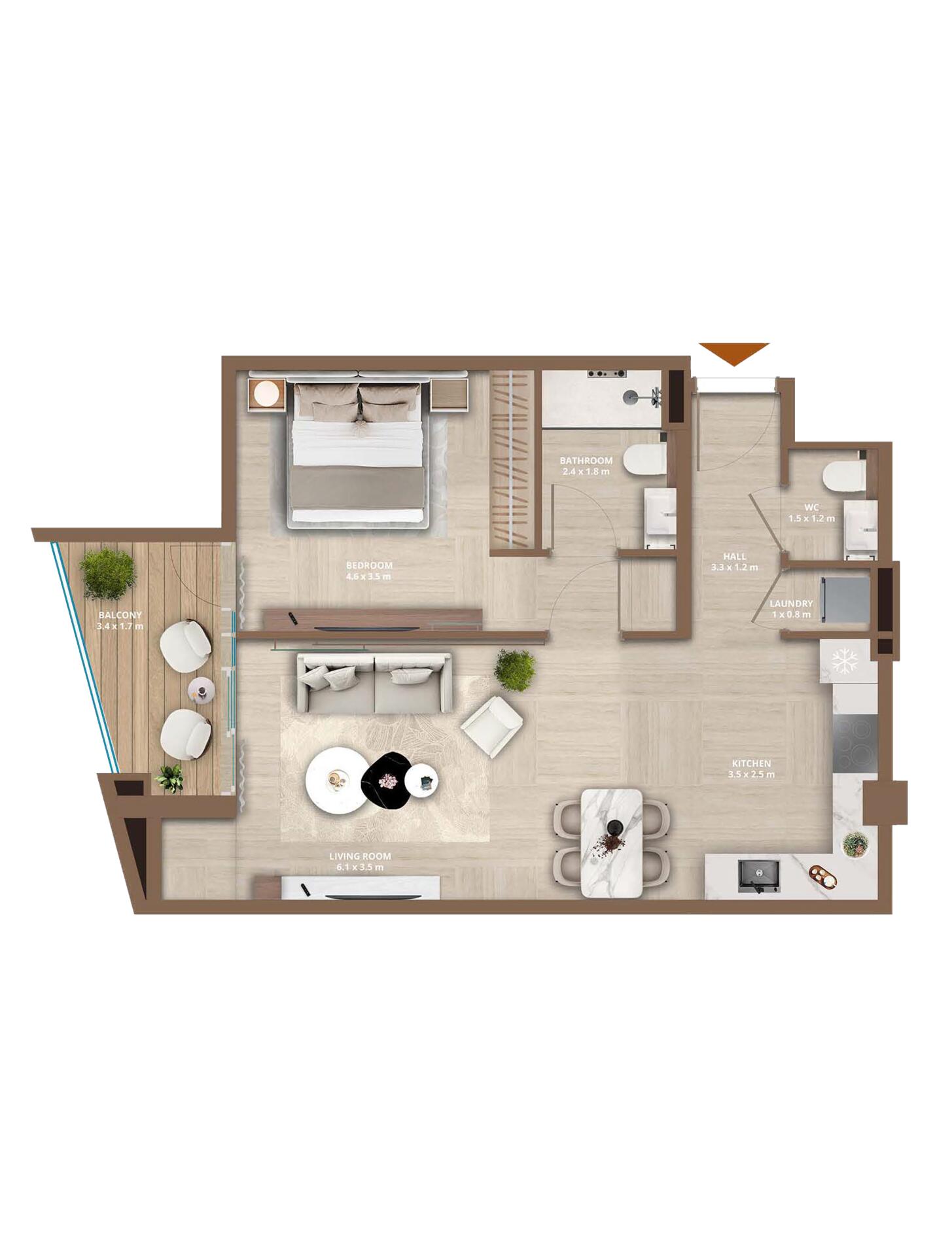Floor plan — 1 BR