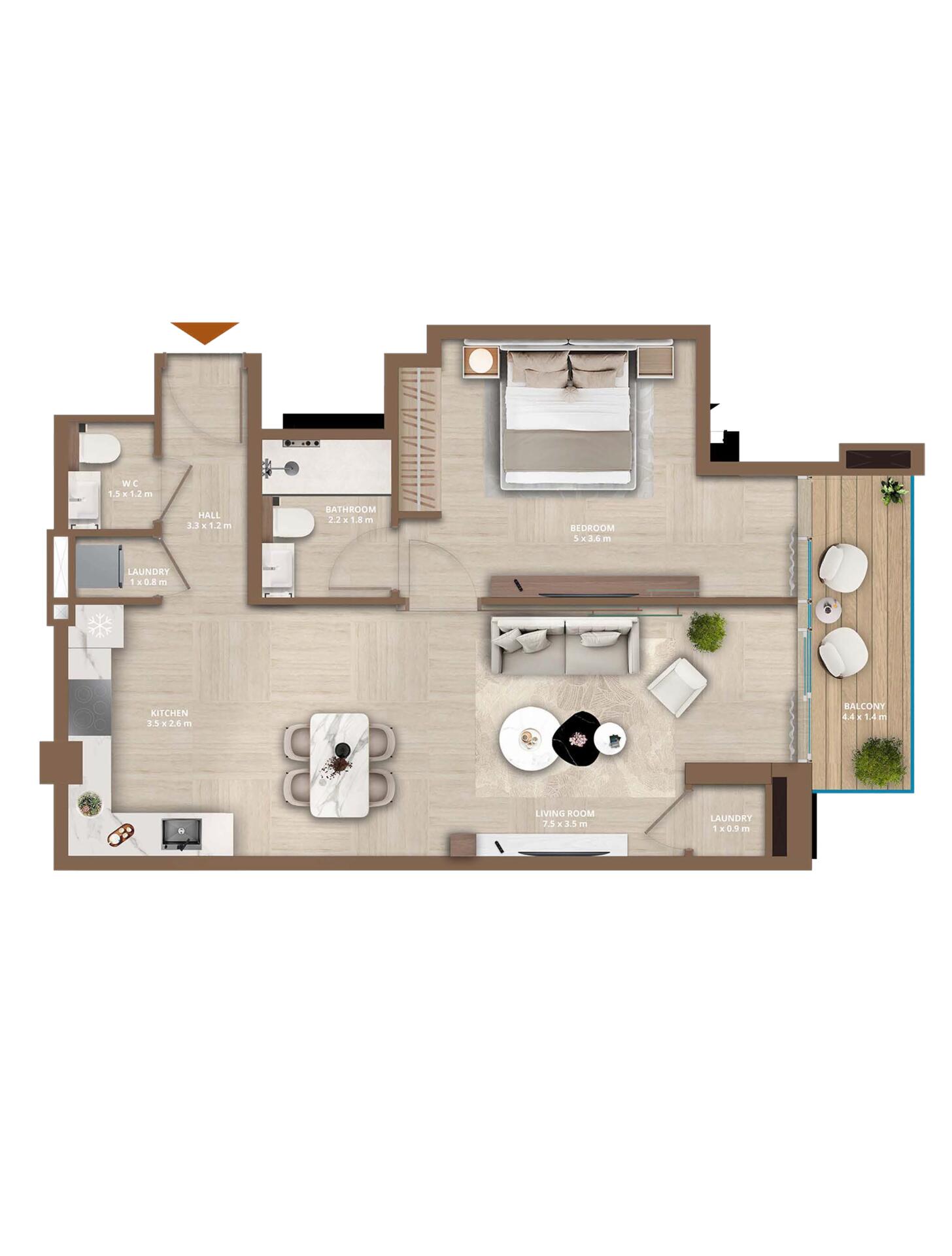 Floor plan — 1 BR