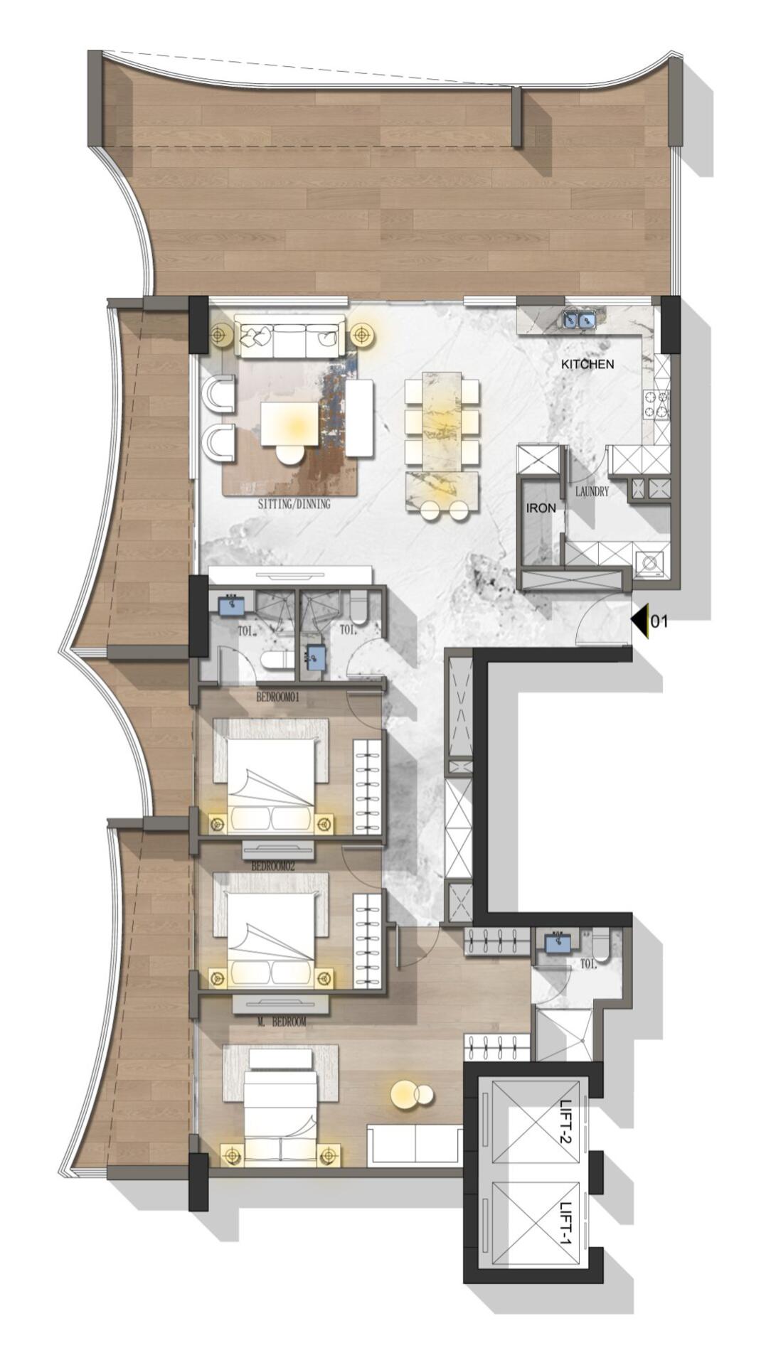 Floor plan — 3 BR