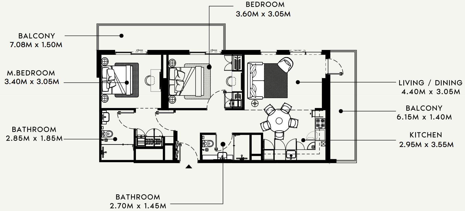 Floor plan — 2 BR