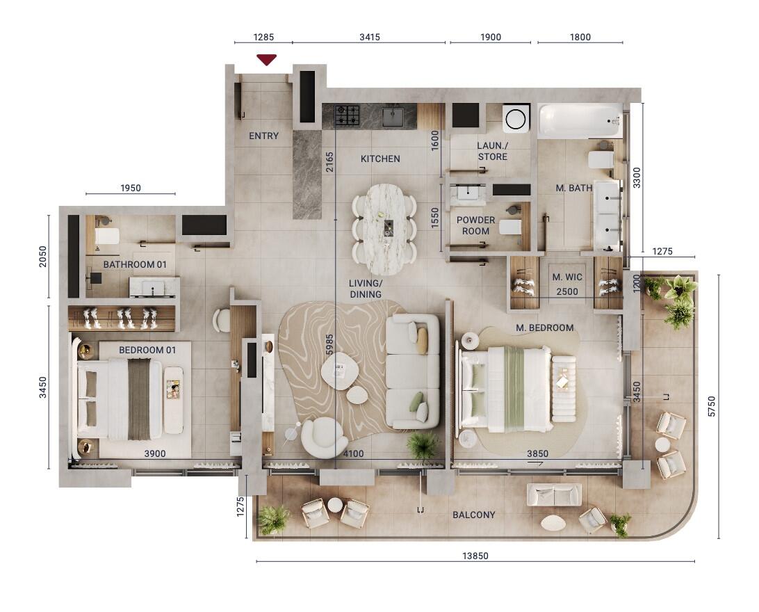 Floor plan — 2 BR