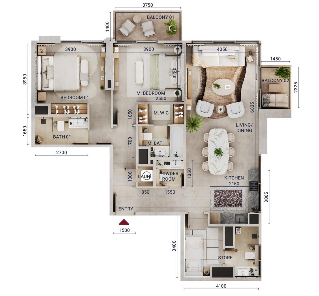 Floor plan — 2 BR
