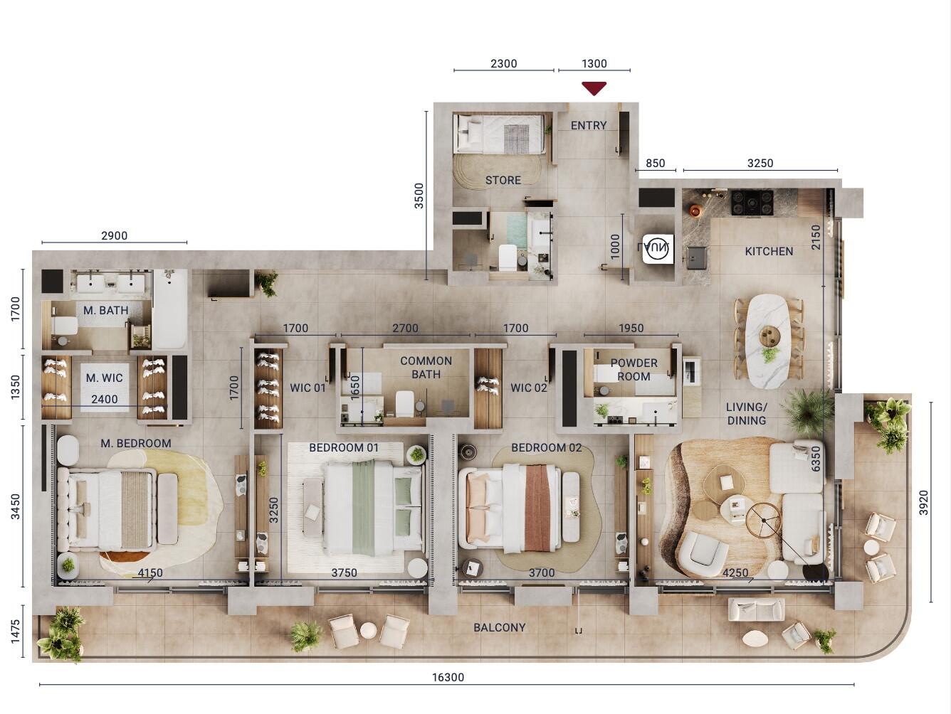 Floor plan — 3 BR