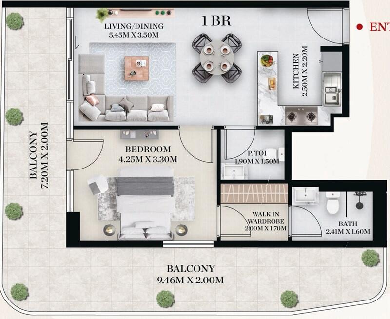 Floor plan — 1 BR