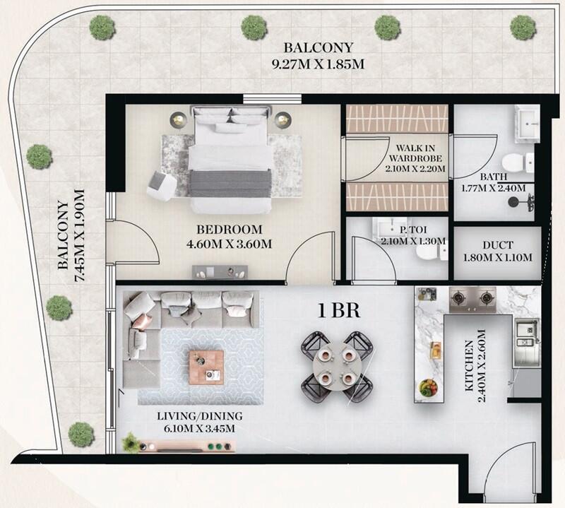 Floor plan — 1 BR