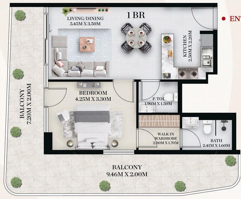 Floor plan — 1 BR