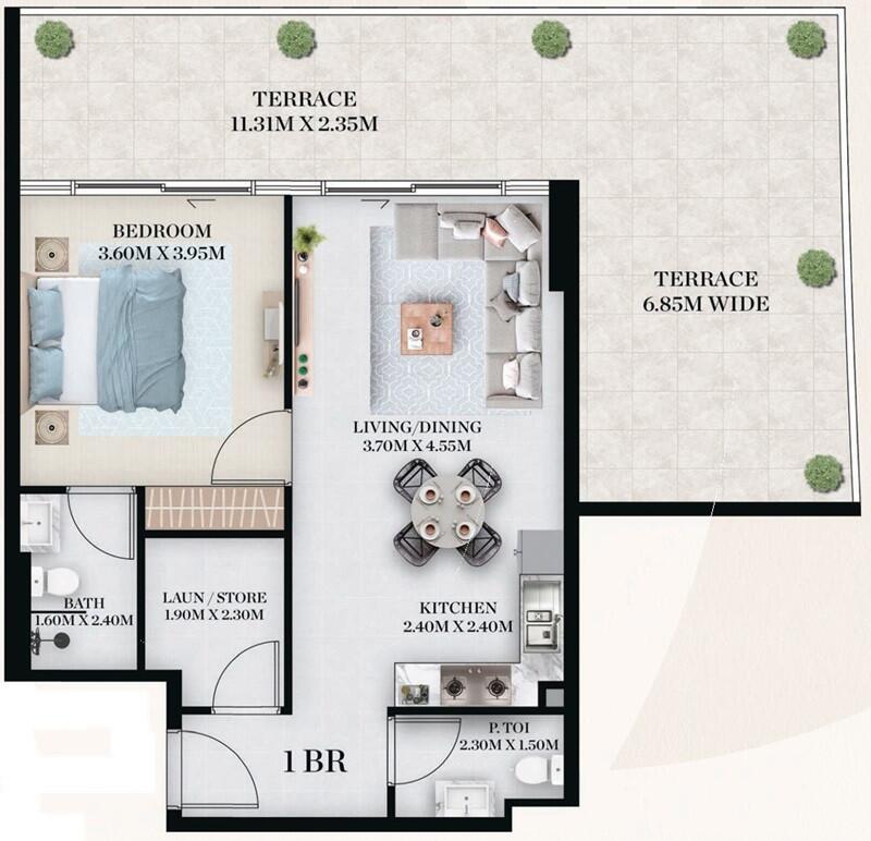 Floor plan — 1 BR