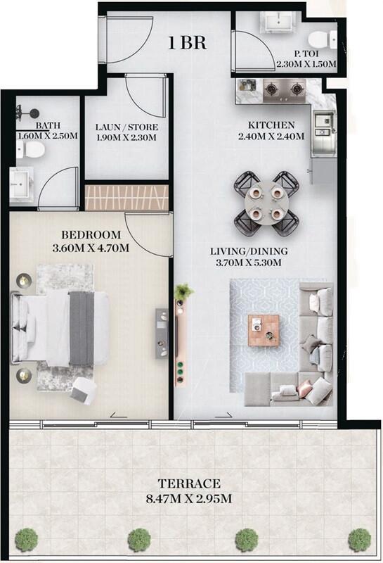 Floor plan — 1 BR