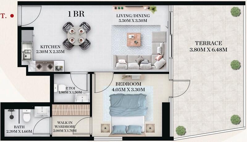 Floor plan — 1 BR