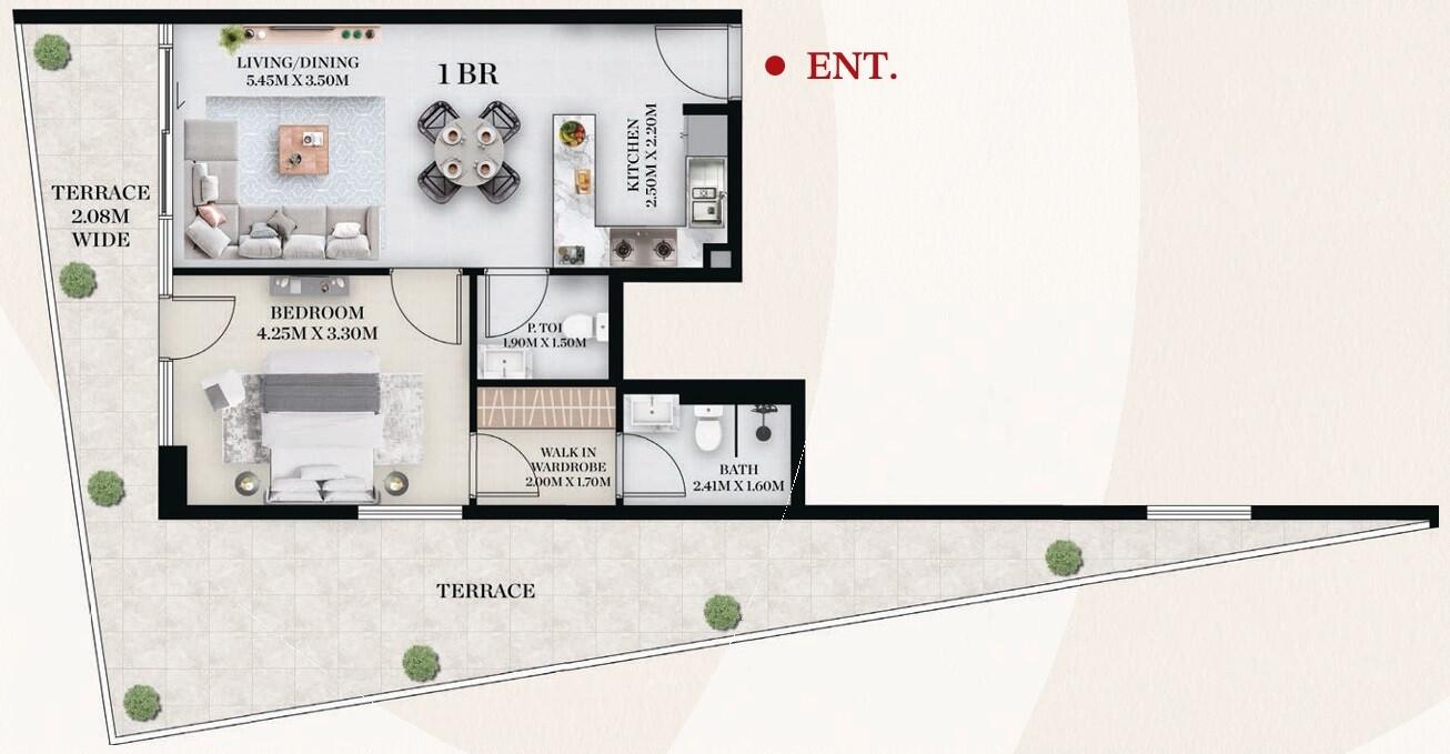 Floor plan — 1 BR
