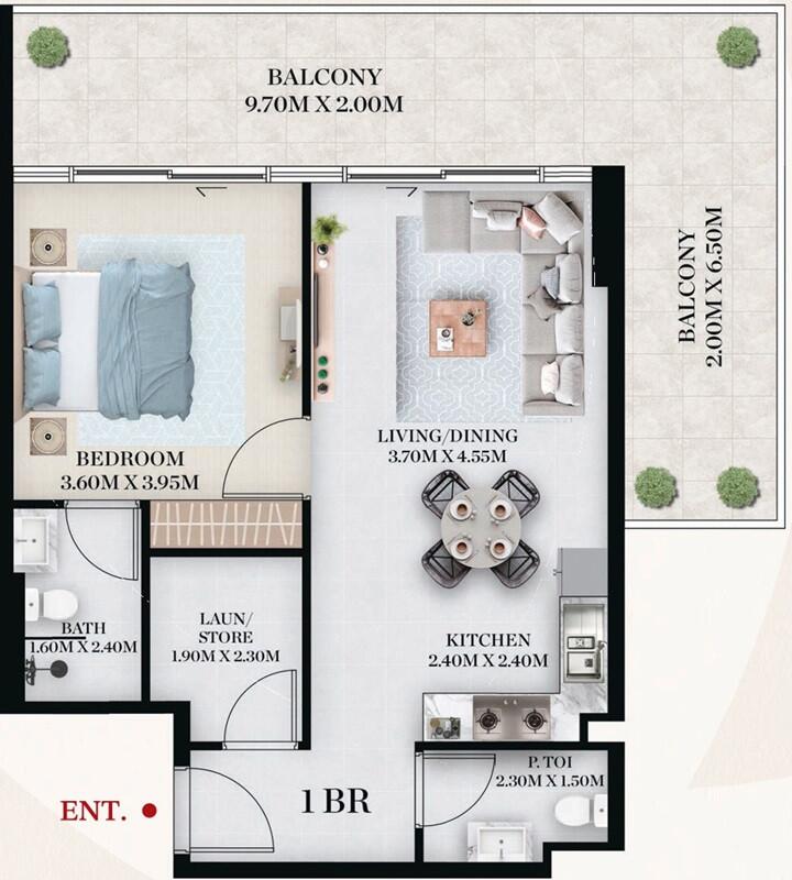Floor plan — 1 BR