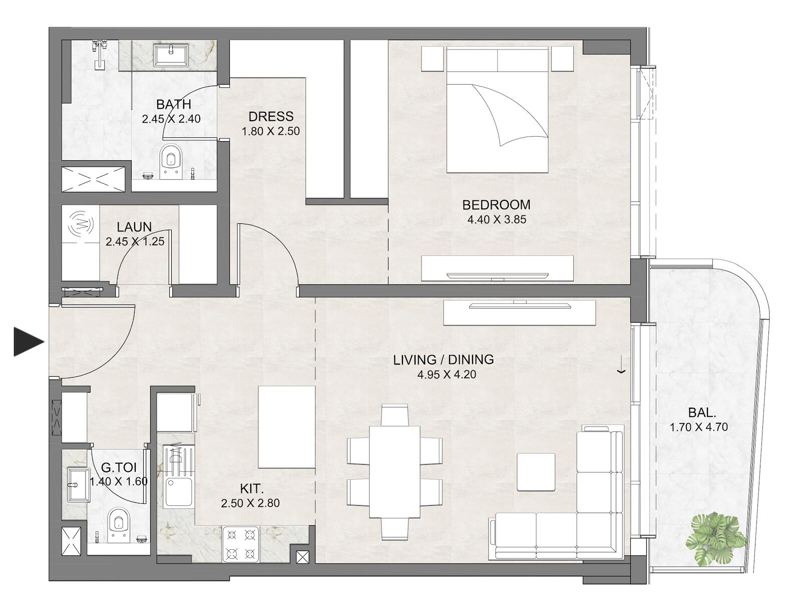Floor plan — 1 BR