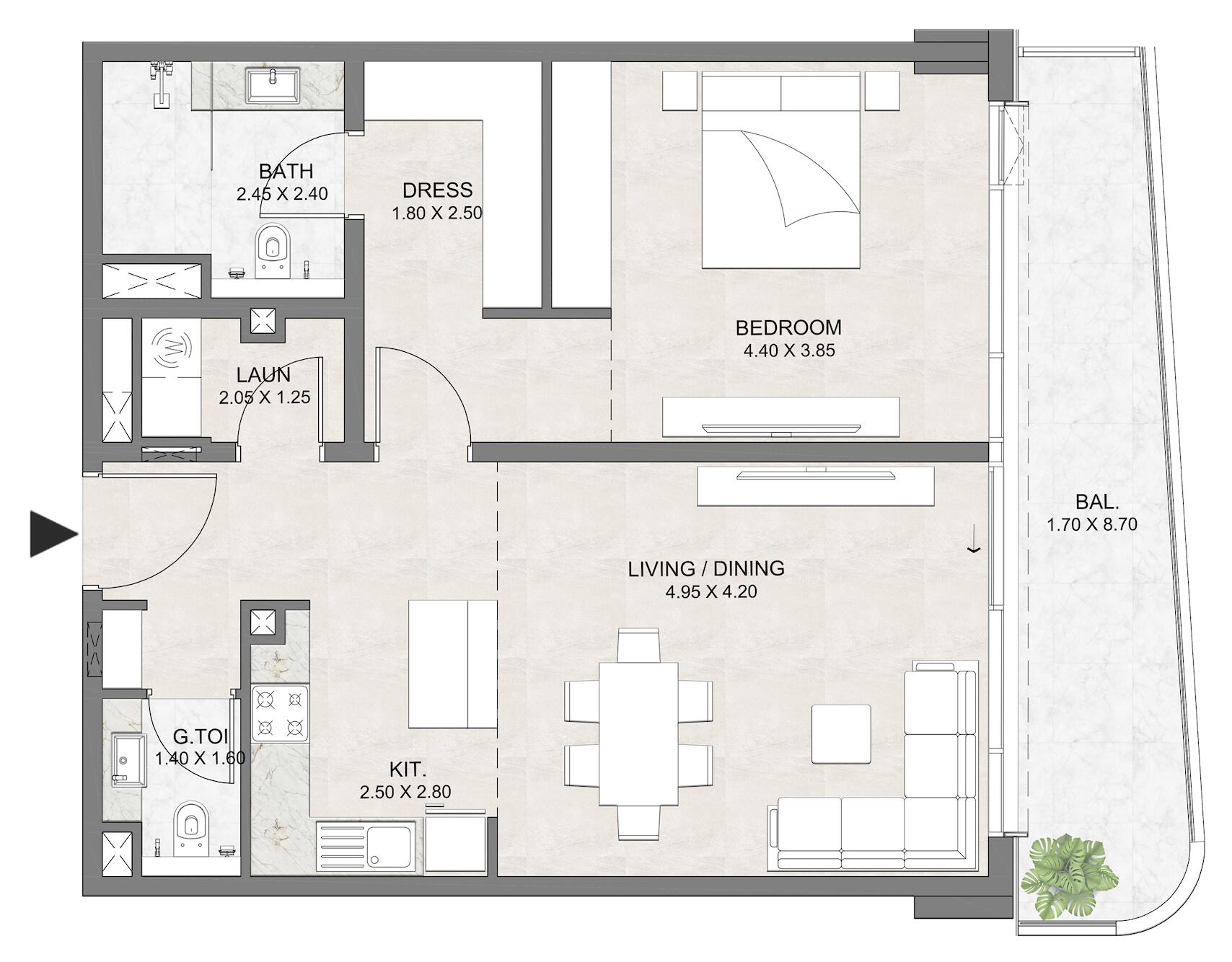 Floor plan — 1 BR