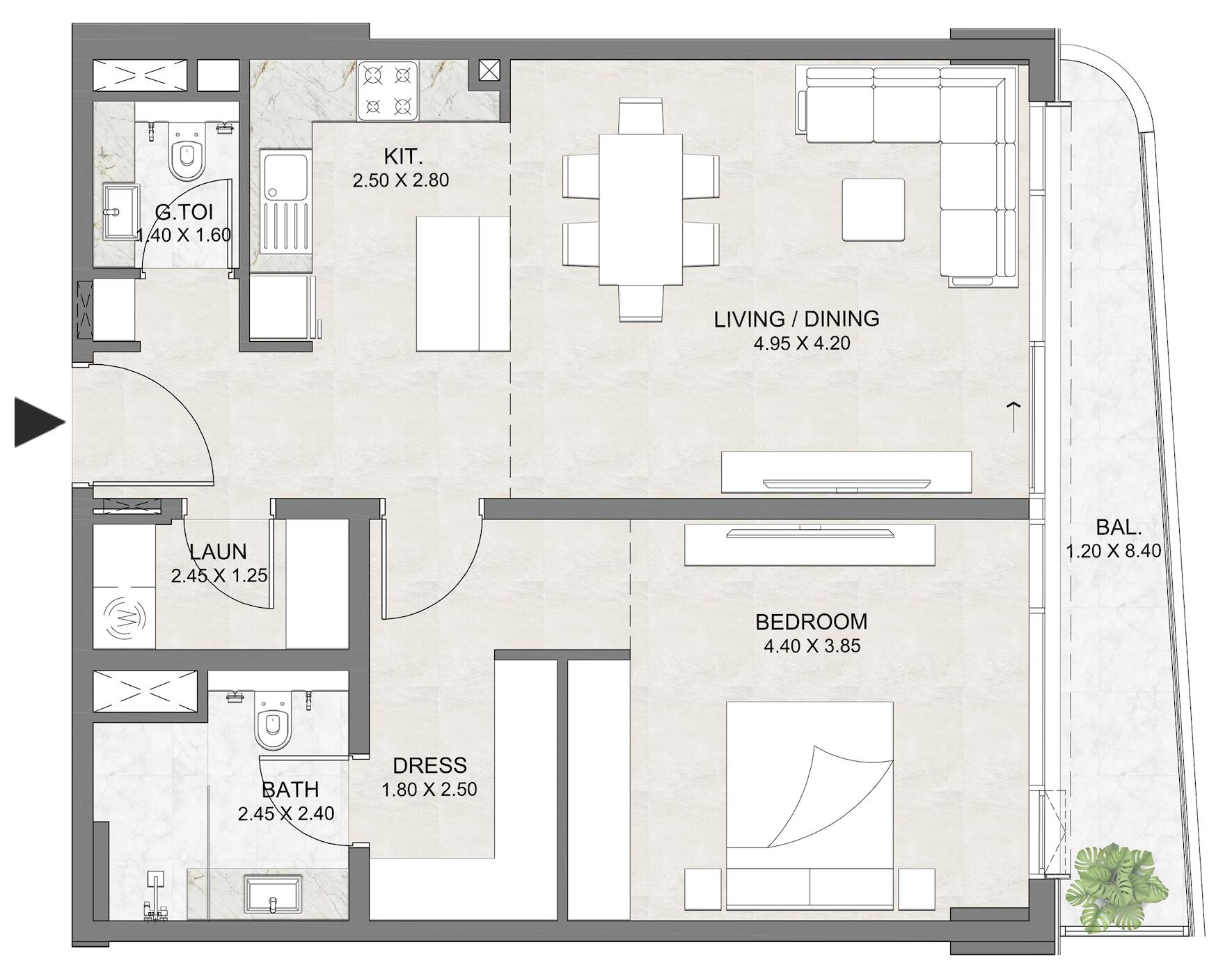 Floor plan — 1 BR