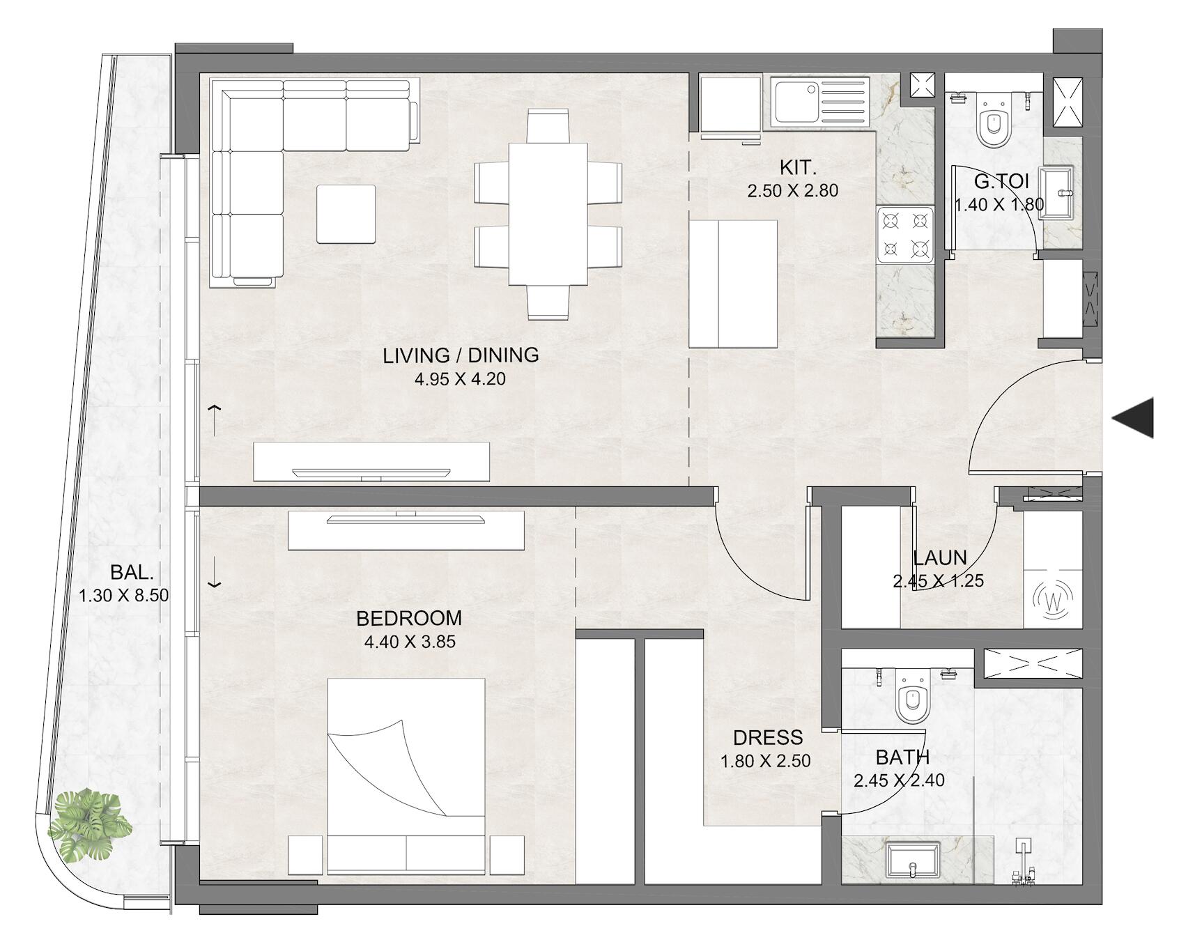 Floor plan — 1 BR