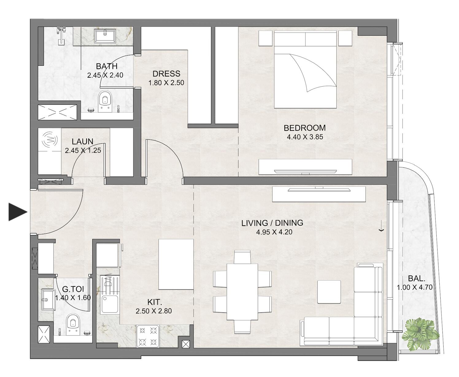 Floor plan — 1 BR