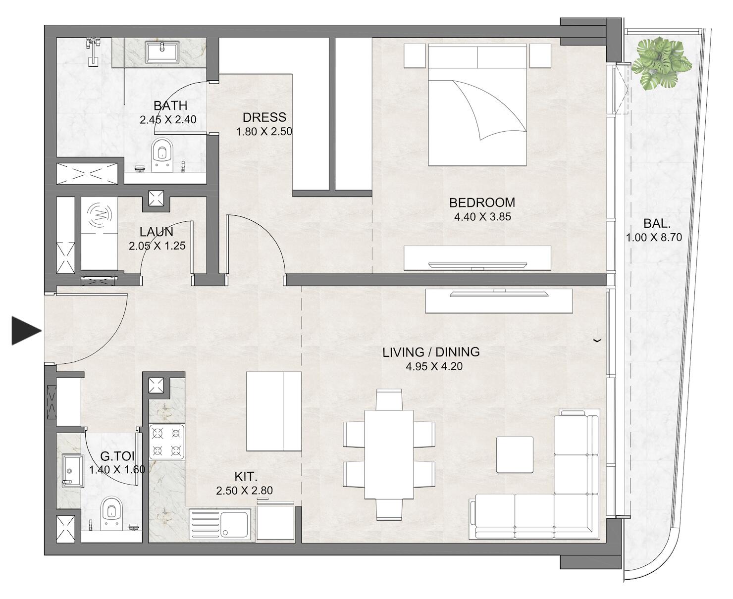 Floor plan — 1 BR