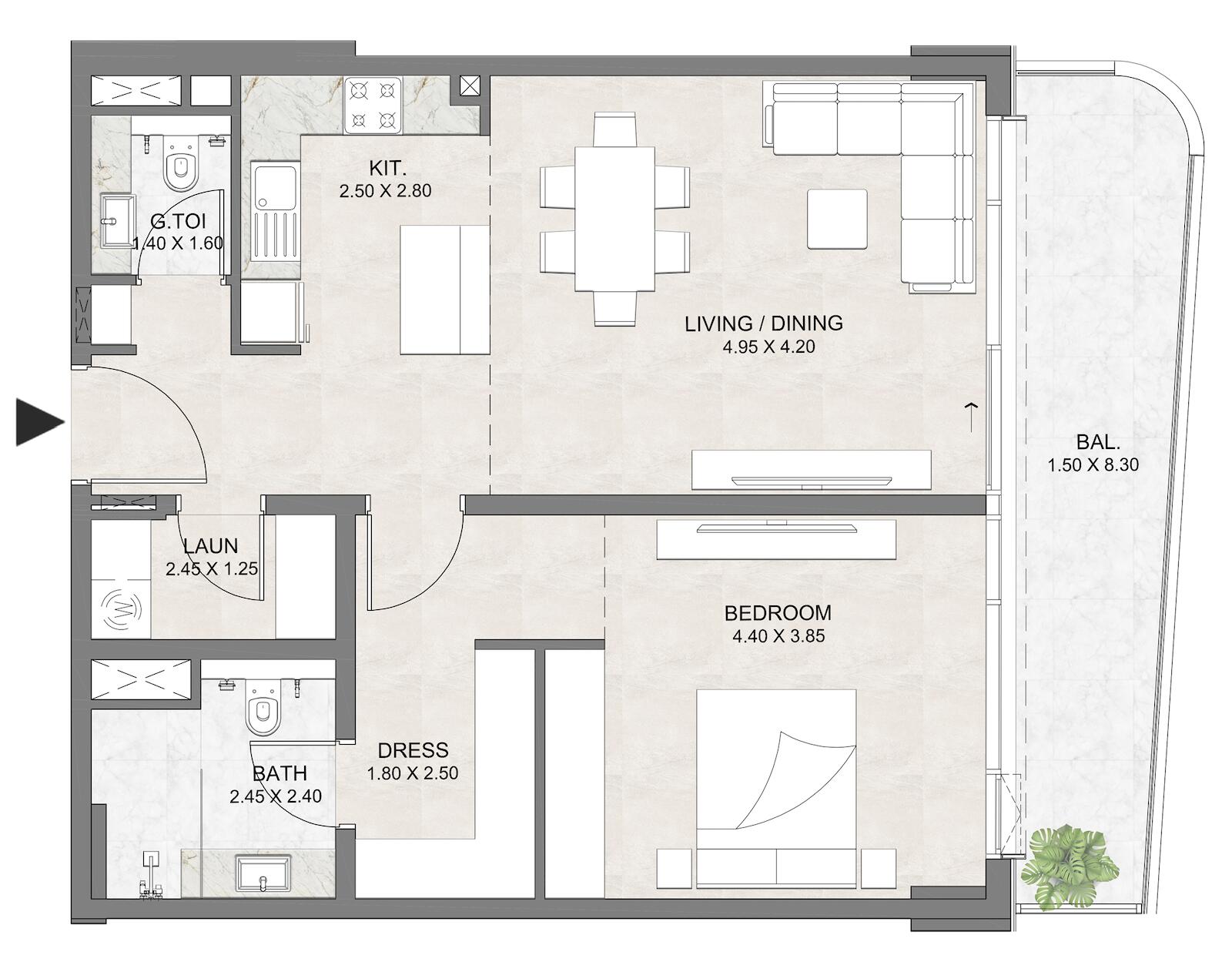 Floor plan — 1 BR