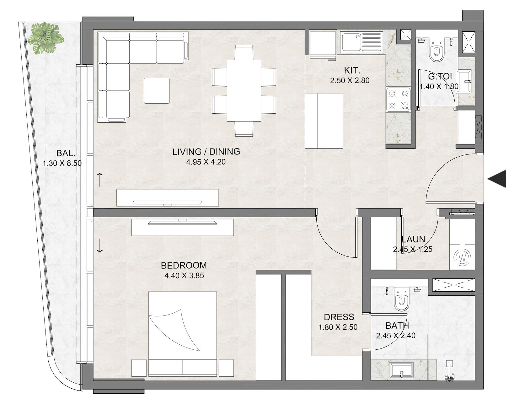 Floor plan — 1 BR