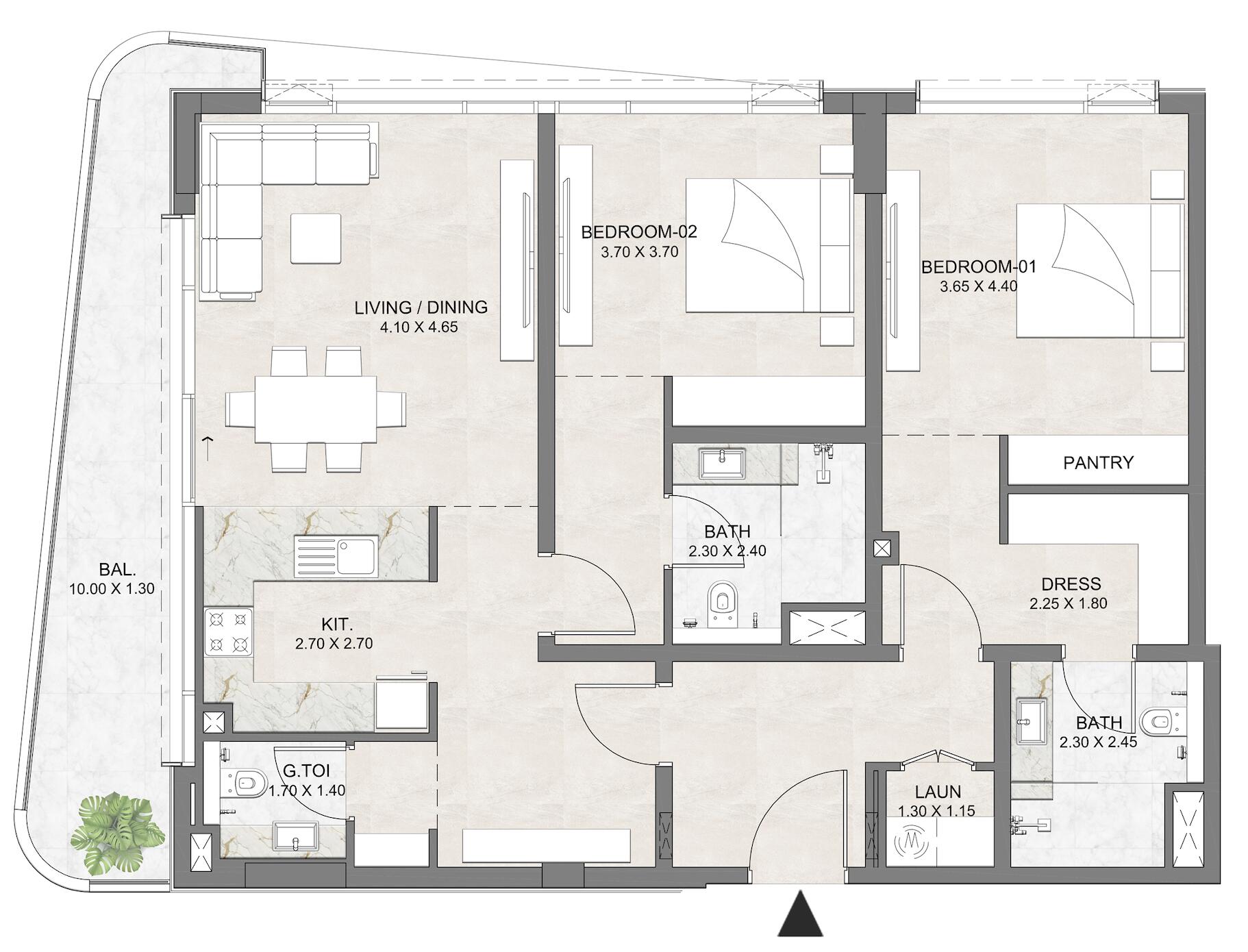 Floor plan — 2 BR